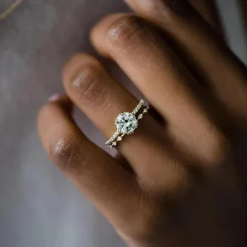2 kom./compl. Skup jednostavnih prstenova iz zbirke! Zapadni stil Cirkon Zaručnički Prsten Skup Za Žene Vjenčanje College Prsten Nakit Pribor