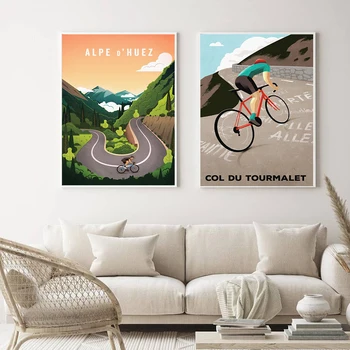 Alpe d ' Huez Biciklistička Suvenir Passo Dello Stelvio i Starinski Zidni Plakat Umjetničke Slike Biciklističke Grafike I Plakati Poklon Home Dekor Kupatilo