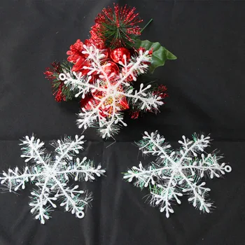 30шт 11 cm Božićni Ukras u obliku Pahulja Božićne Ukrase za Dom Bijeli Plastični Božić Pahuljica Drvo Dekor Navidad