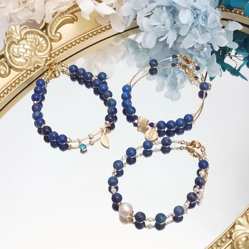 Lii Ji Prirodni Lapis Lazuli 6 Mm Slatkovodni Biseri 14 Za Zlato Punjeni Ovjes Narukvica Ručno Bohe Modni Nakit Za Žene