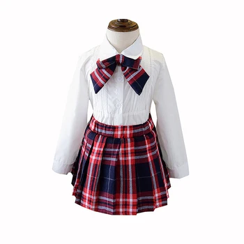 Dječji kostim, jesen novi stil, moda majica s dugim rukavima i lukom u korejskom stil za djevojčice, плиссированная suknja u zapadnom stilu, dječja odjeća iz dva predmeta