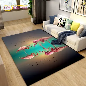 3D Skandinavski Kreativni Tepih sa slikom Ptice Flaminga, Tepih za Dnevni boravak, Kauč za Spavaće sobe, Kuhinja Tepih za Kupaonicu, нескользящий Tepih za pod