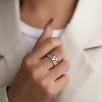 Prstenovi Od Nehrđajućeg Čelika Vintage Fin Leptir Jednostavan Stil Univerzalni Ukrasna Kompaktan Prsten Na Kažiprst Za Žene Nakit