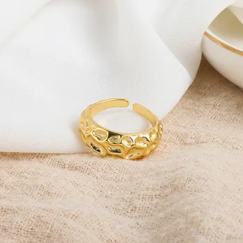 QMCOCO Srebrna Boja Jednostavne Pogrešne Konkavno-Konveksne Geometrije Prsten Ženske Otvaranje Prstena Ručni Rad Modni Nakit Pokloni