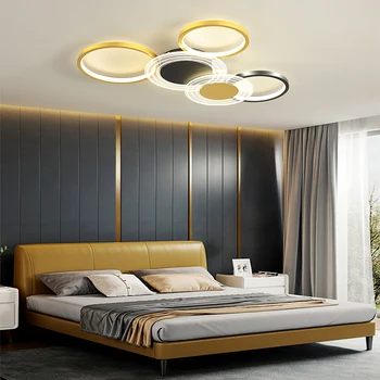 Moderan stil prsten zlato crni led spavaća soba dnevni boravak stropna svjetiljka hotel villa rasvjeta dječja soba kvalitetne lampe