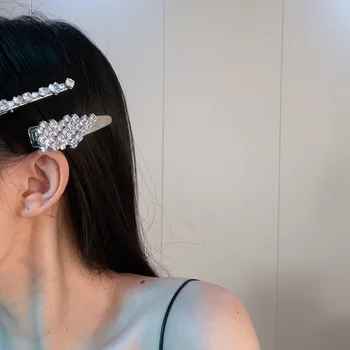 Fin Crystal Geometrijski Kapi Vode Cvijet Kopče Za Kosu Sjajnu Hairwear Pribor Za Kosu za Žene, Djevojčice Elegantne Kopče Za Kosu 2022