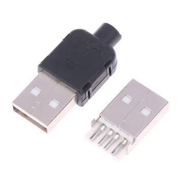 10 Kompleta DIY USB 2.0 Priključak Priključak za A Vrstu Muški 4 Pin Crno Plastično Kućište Adapter za Utičnicu U Sklop