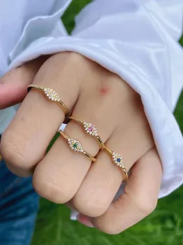10 kom. Graciozan Novi trendi tanke nakit prstenje za oči dizajn prstena na prst pozlaćena boja cirkon mikro utrti prsten za žene