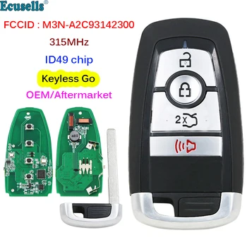 OEM/Tehnika 4 Gumba 315 Mhz ID49 Čip Smart Keyless Go Daljinski Ključ za Ford Fusion Edge Explorer Mustang FCC M3N-A2C93142300