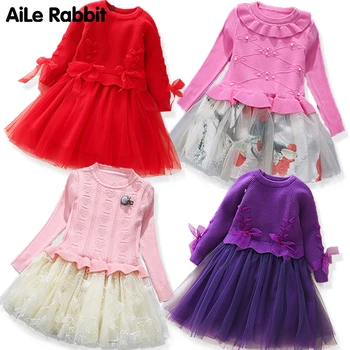 Zimsko moderan haljinu-džemper za djevojčice od 3 do 7 godina, dječja Haljina s geometrijskim Uzorkom, haljina-serija dugih Rukava, Dres