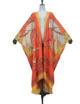 Bliski Istok 2021 Ljetno Popularno Tradicionalni Kimono Za Žene Slobodnog Veličine, Europska Svila Afrički Ženski Kaftan S Po Cijeloj Površini, Odjeća