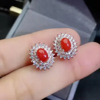 KJJEAXCMY fine jewelry prirodni crveni koralj, 925 sterling srebro za žene dragulj privjesak naušnice, prsten skup podrška testovi popularni