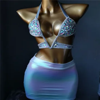 2022 Venus Resort seksi novi dijamant Veliki V oblika bikini s dragim kamen Gorski kristal kupaći kostim kvalitetan kupaći kostim