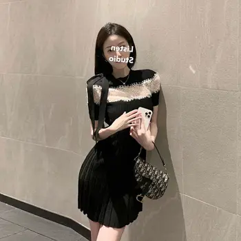 Elegantne Crne Haljine Ženski Ljeto Seksi Haljine Office Ženske Cipele S Kratkim Rukavima Korejski Elegantan Moderan Mini Haljinu 2022
