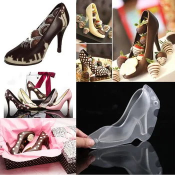 3D Plastične Cipele Na Visoku Petu Čokolade Oblik DIY Kolač Ručni Rad, Izrada Čokolade Ukras Oblika Alat pjop