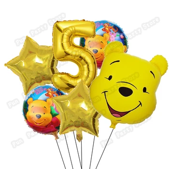 6 kom./compl. Baloni s Disney Winnie Perjem, Ukras za rođendan, Dječji tuš, baloni od Aluminijske Folije, Igračke Globos