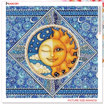 Huacan Diamond Slikarstvo Sunce I Mjesec Pun Trg/Okrugli Mozaik Crtani Perle Vez Krajolik Kreativna Hobi Kućni Dekor