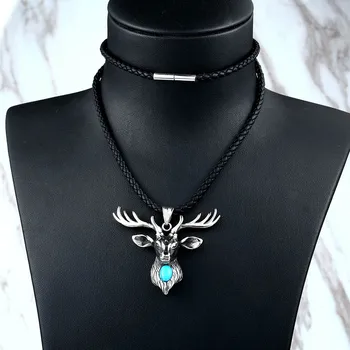 BAYER ledene i vatrene jelen s kamenom privjesak od nehrđajućeg čelika ogrlica u stilu punk-rock identitet lanac Animaljewelry večernje dar BP8-446