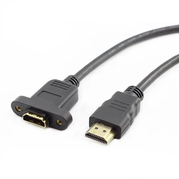 Produžni kabel HDMI od muškaraca i Žena s Vijčanim Učvršćenjem na alatnoj Pozlaćen Konektor za grafičku karticu 30 cm 50 cm (1 FT 1080P HDTV