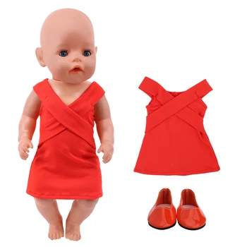 Lutkarska odjeća Crvena suknja s torbicom Cipele Pribor Pogodan Za 18 colne američke lutke i 43 cm, Oživljavanje Lutke DIY Igračke
