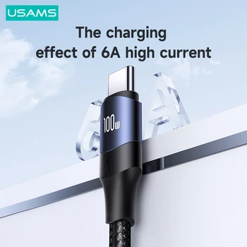 USAMS 100 W 6A 3 2 USB Kabel A-Type C Kabel PD Brzo Punjenje za USB-C Mirco Kabel Za iPhone 14 13 12 11 Pro Max Huawei Xiaomi