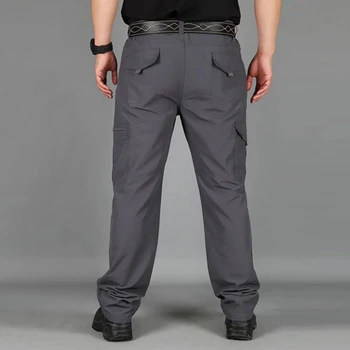 Pantalones de carga transpirables para hombre, pantalón informal, resistente al agua, con bolsillos de Color sólido, de secado r