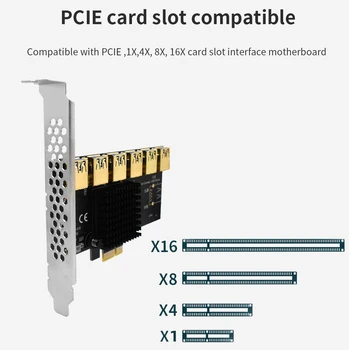 TISHRIC PCIE Multiplikator PCIE 1X Do 6 Utora za USB Kartica za Proširenje USB3.0 Riser 009s 010 Produžni kabel Pretvarač Za Майнинга BTC Miner