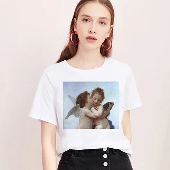 Mona Lisa t-Shirt Ženska parodija identitet moda Majica za ljeto 2020 Harajuku estetika Kratki Rukav Bijele Majice Ženska majica